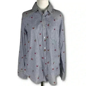 Izod Womens top size SP blue red striped floral button down